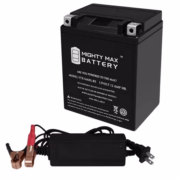YTX14AHL 12V 12AH Battery for Kawasaki 1000 ZX1000A With 12V 2Amp Charger